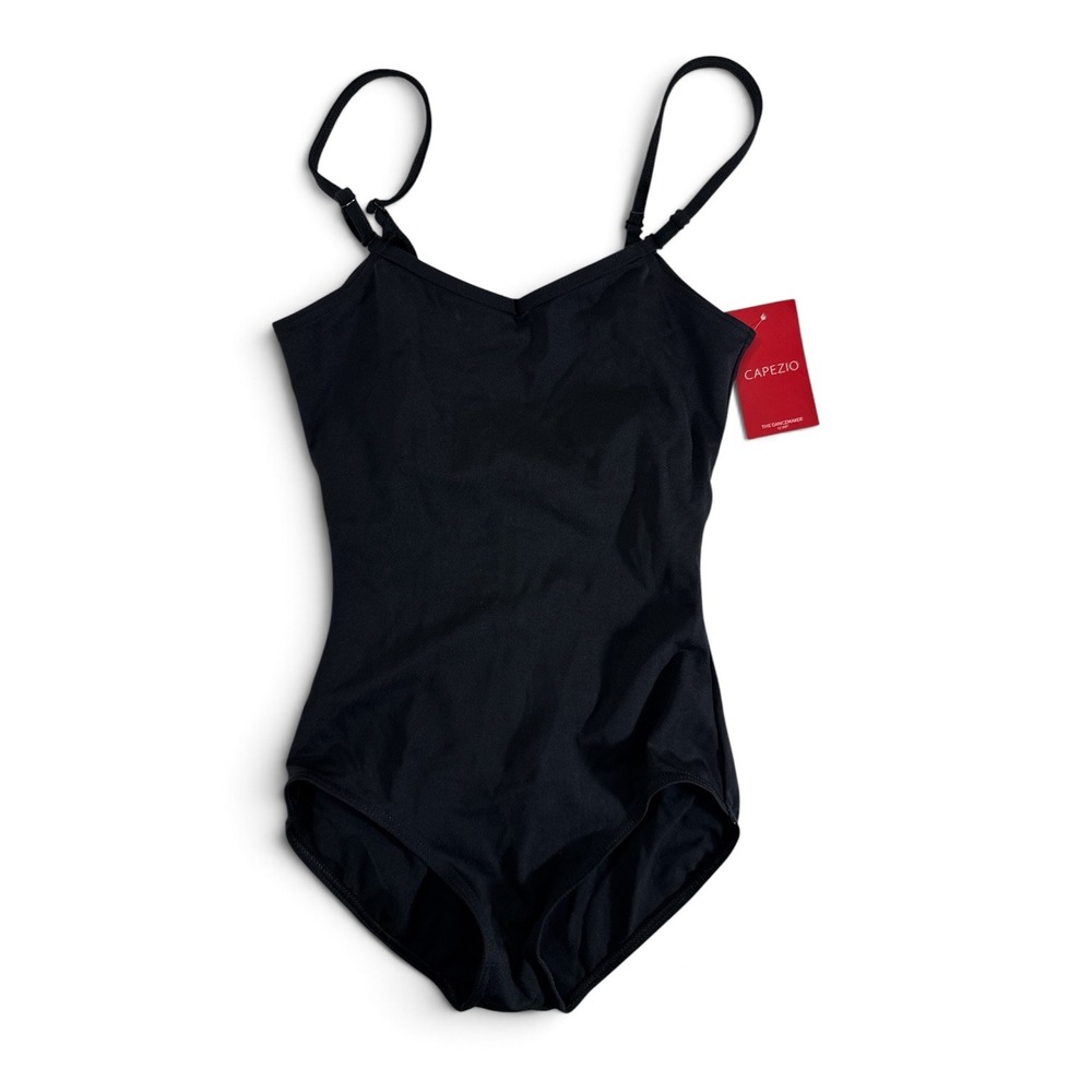 Capezio Dance Leotard Black Camisole Leotard Adjustable Straps Medium NWT